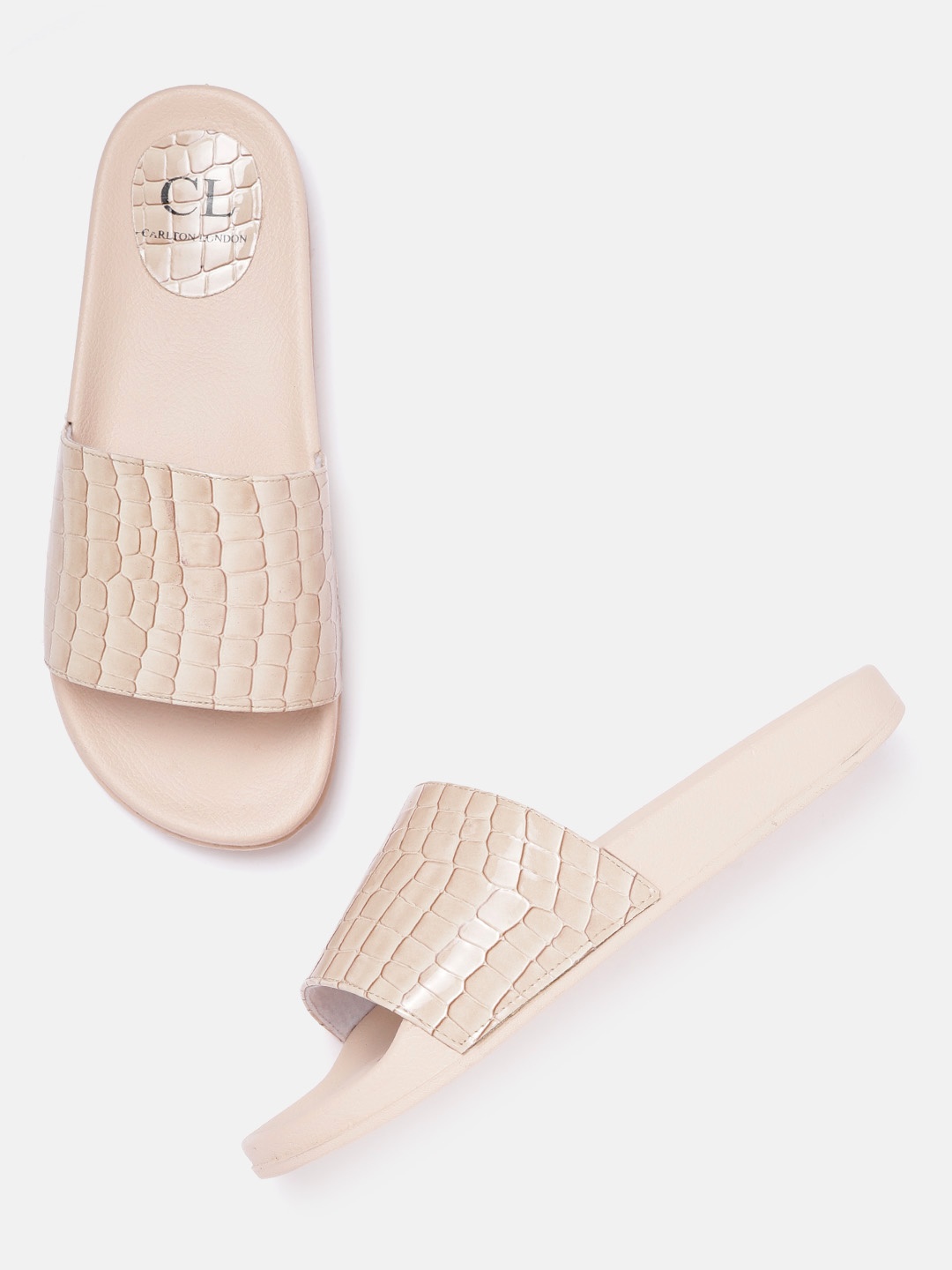 

Carlton London Women Beige Croc Textured Open Toe Flats
