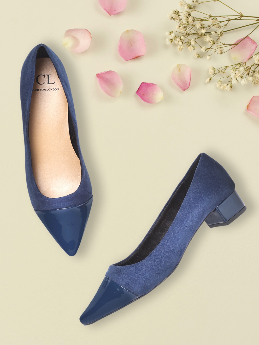 

Carlton London Women Navy Blue Solid Block Pumps