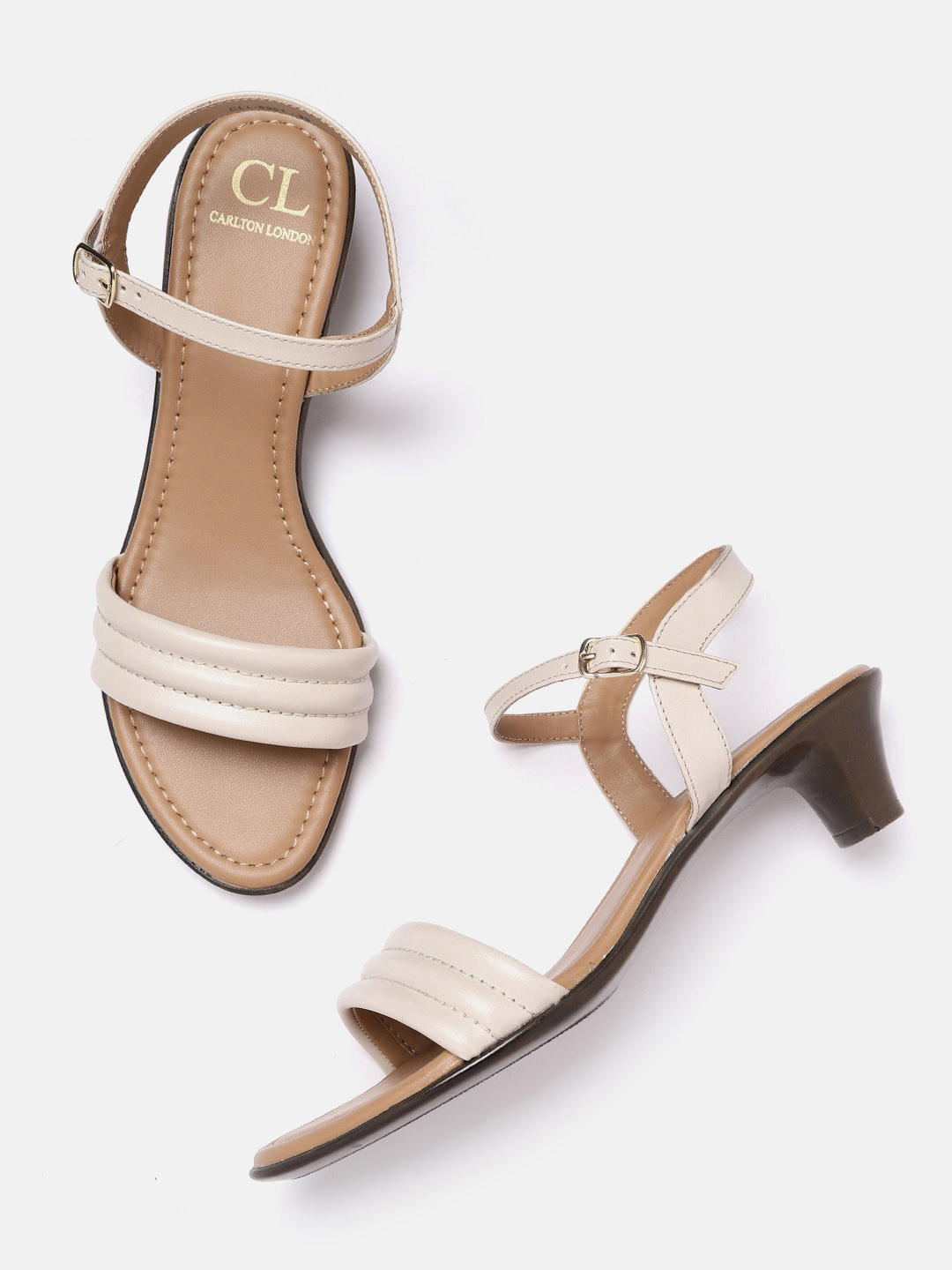 

Carlton London Women Cream-Coloured Quilted Block Heels