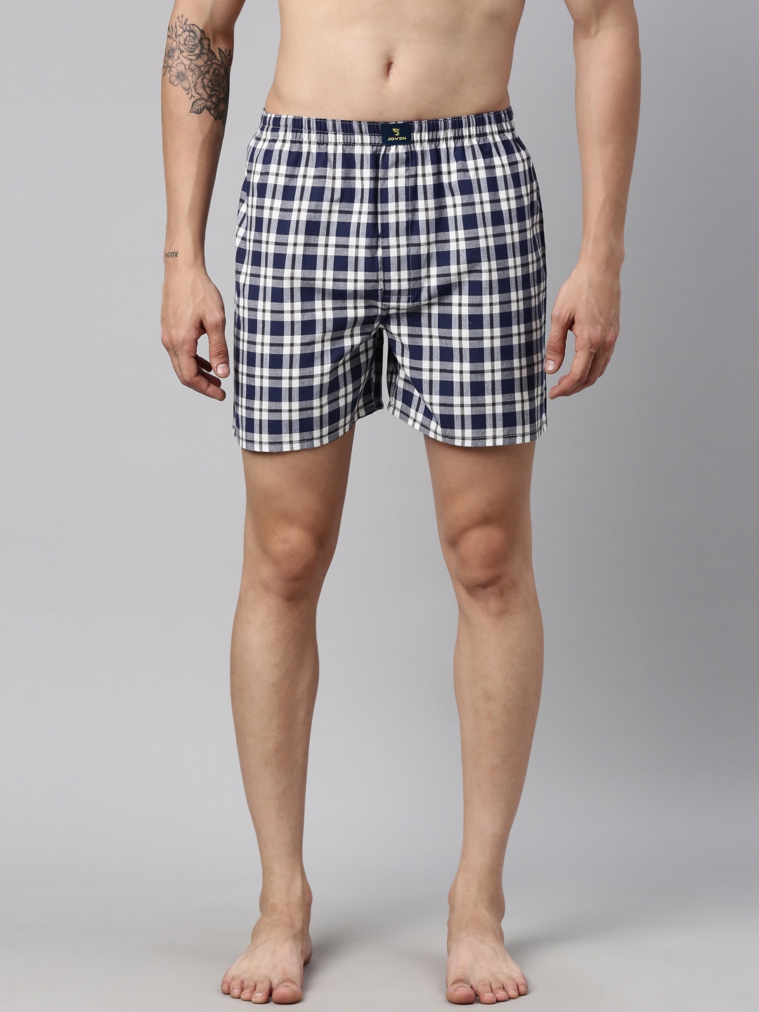 

Joven Men Blue Checked Pure Cotton Boxers