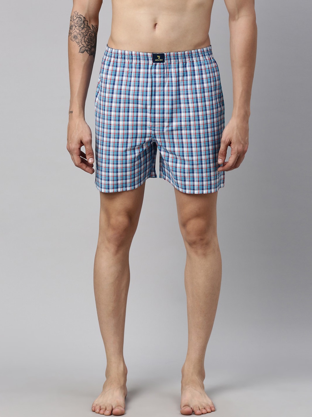 

Joven Men Blue Checked Pure Cotton Boxers