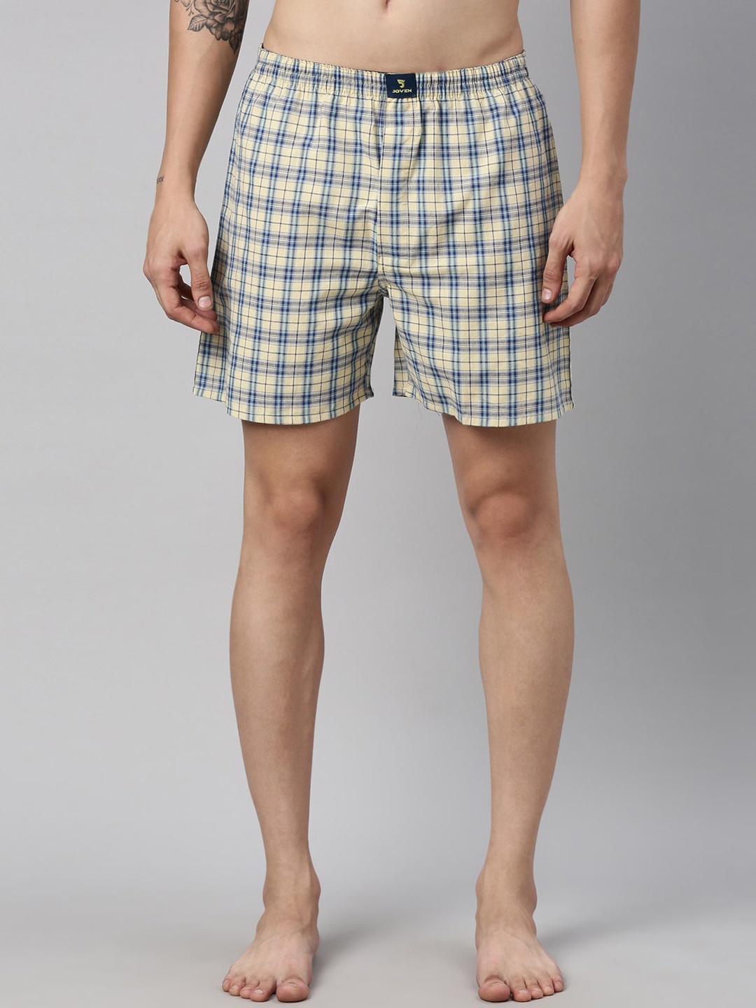 

Joven Men Yellow & Blue Checked Pure Cotton Boxers JB-132