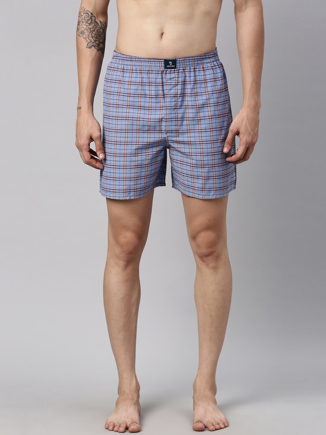 

Joven Men Blue Checked Pure Cotton Boxers JB-124