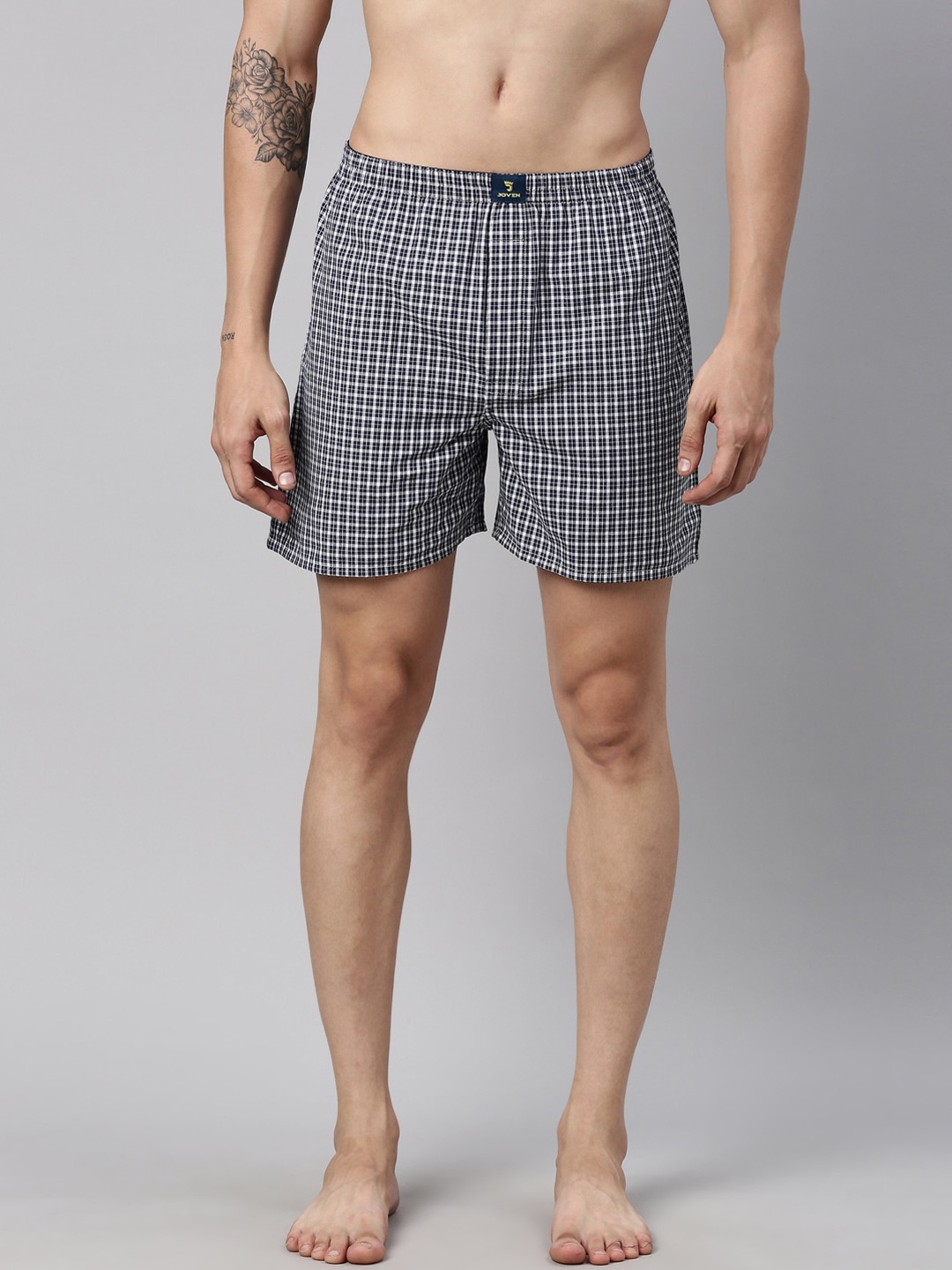 

Joven Men Black Checked Pure Cotton Boxers JB-144