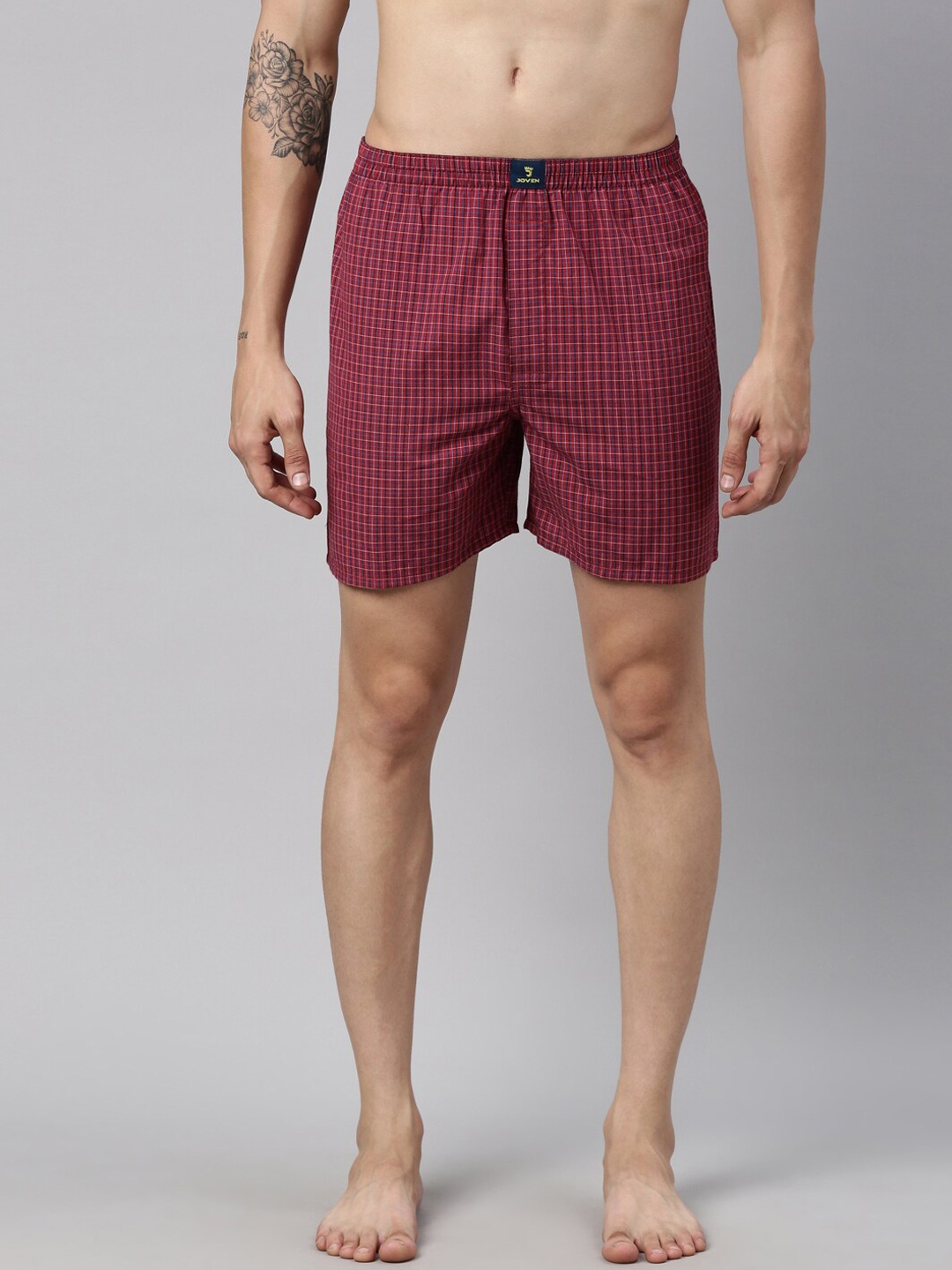 

Joven Men Red Checked Pure Cotton Boxers