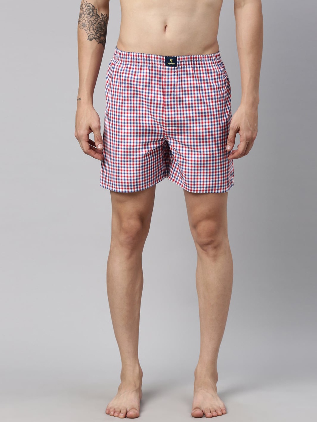 

Joven Men Pink & Blue Checked Pure Cotton Boxers JB-133