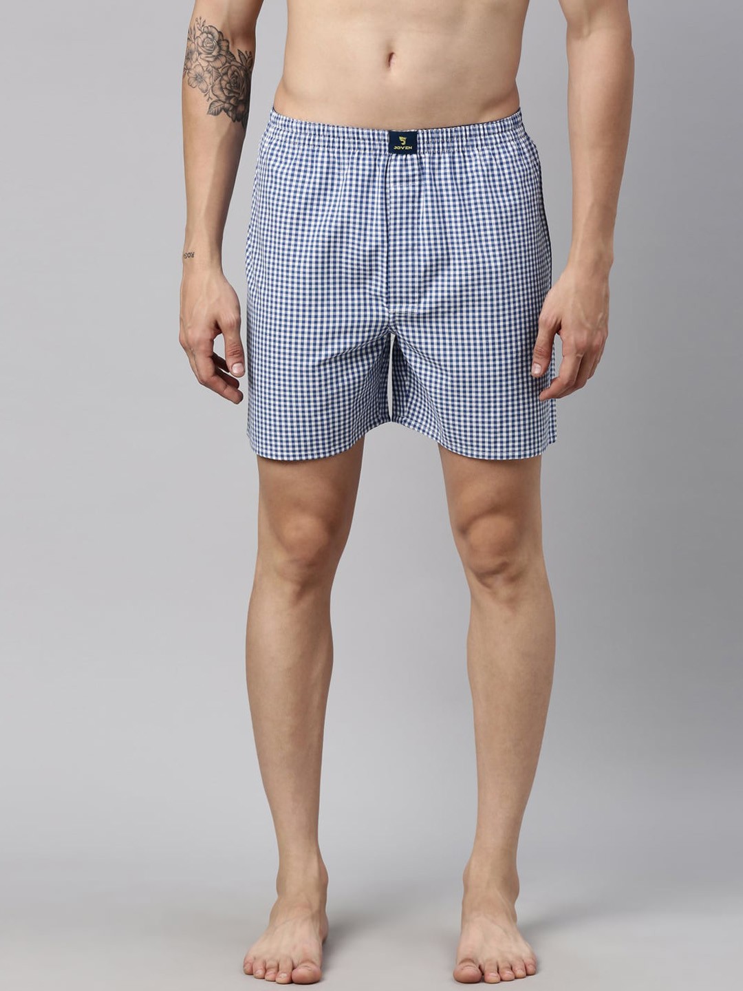 

Joven Men Blue Checked Pure Cotton Boxers