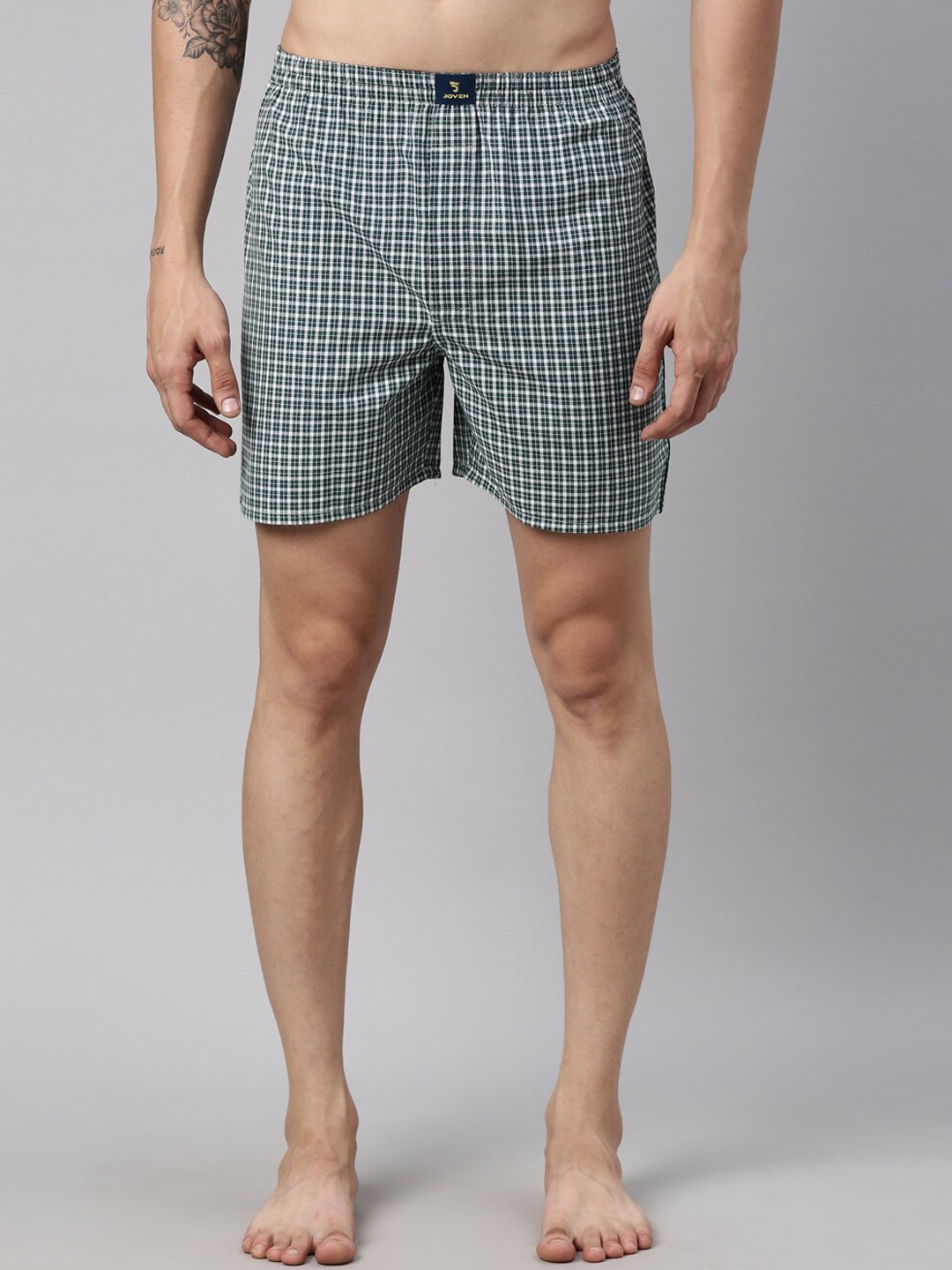 

Joven Men Green Checked Pure Cotton Boxers JB-145