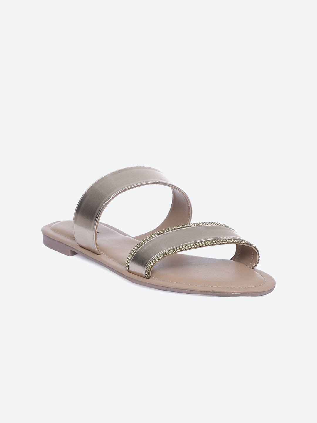 

Biba Women Gold-Toned Colourblocked Open Toe Flats