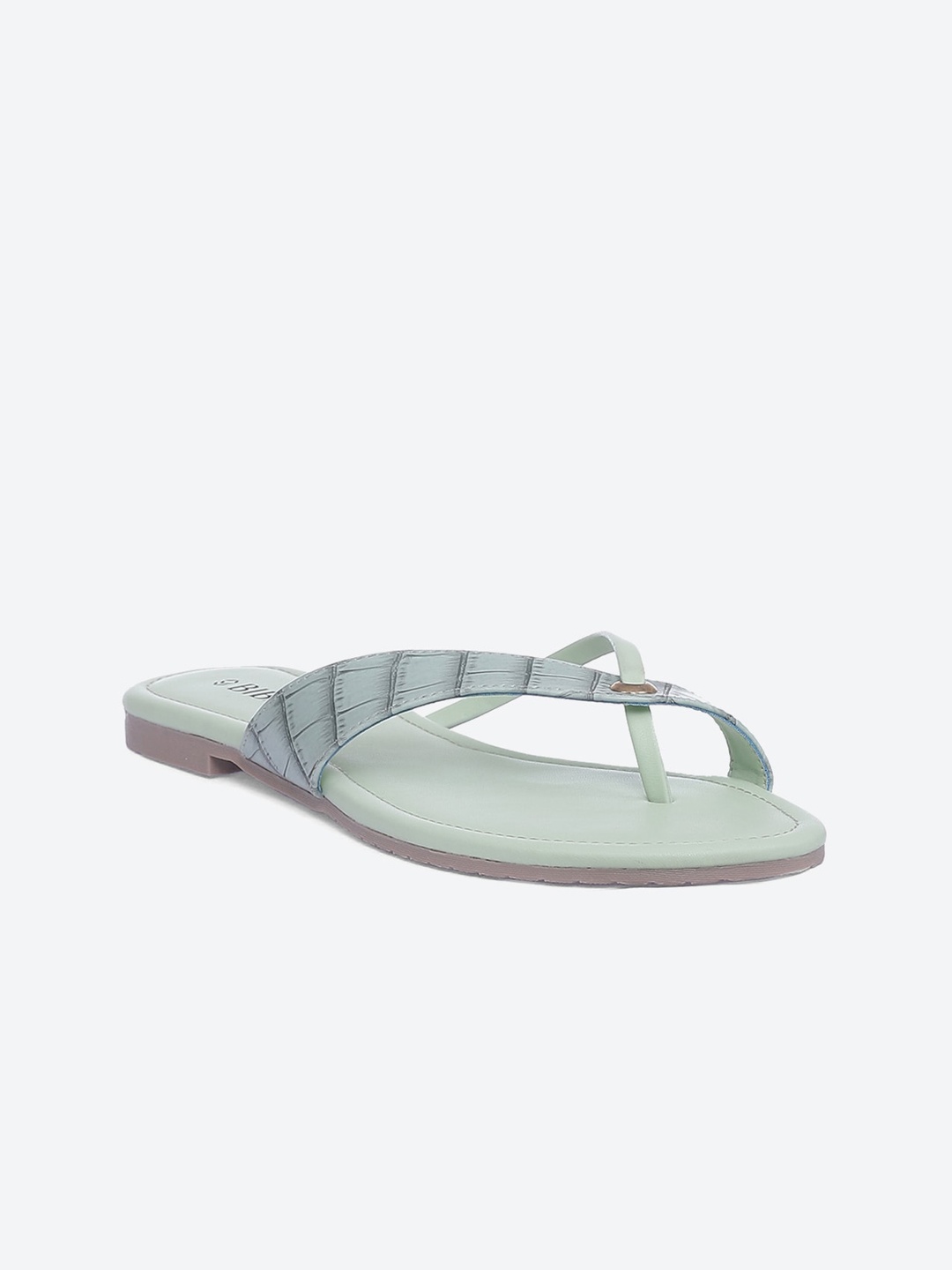 

Biba Women Green Textured One Toe Flats with Buckles
