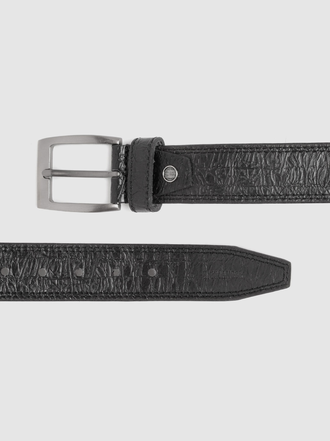 

HIGHLANDER Men Black Abstract Textured Belt