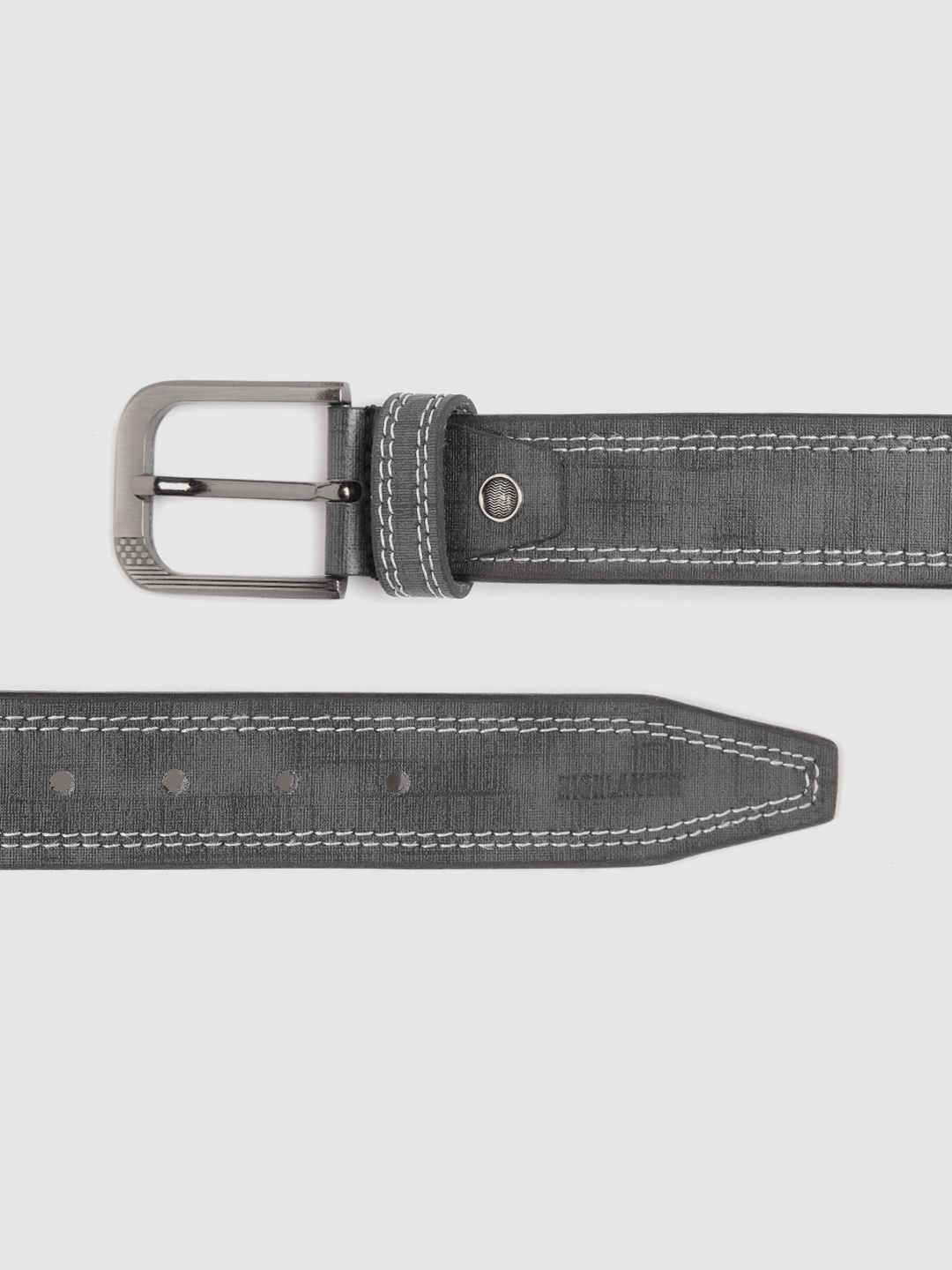 

HIGHLANDER Men Charcoal Grey Woven Design Belt