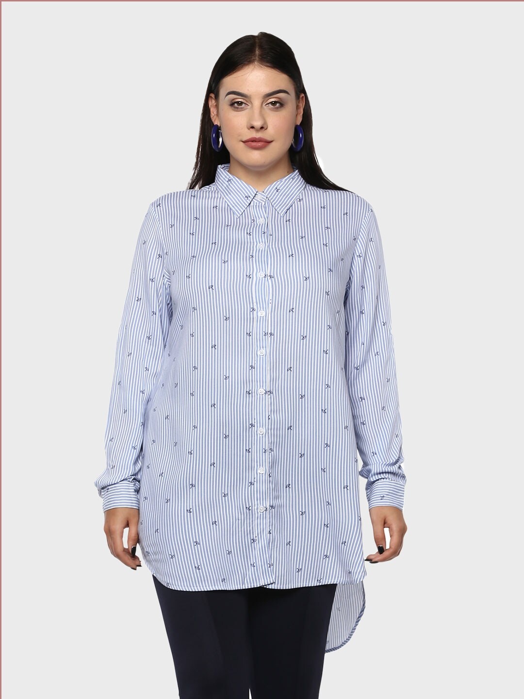 

LastInch Women Blue Comfort Printed Casual Shirt