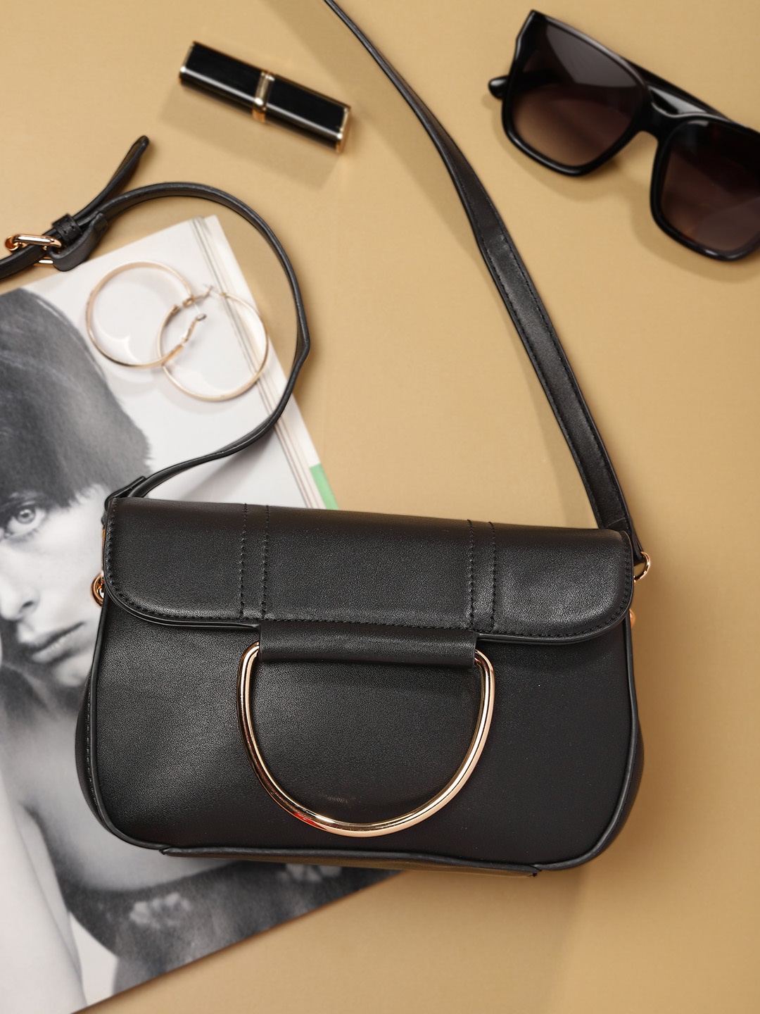 

bebe Women Black Structured Sling Bag