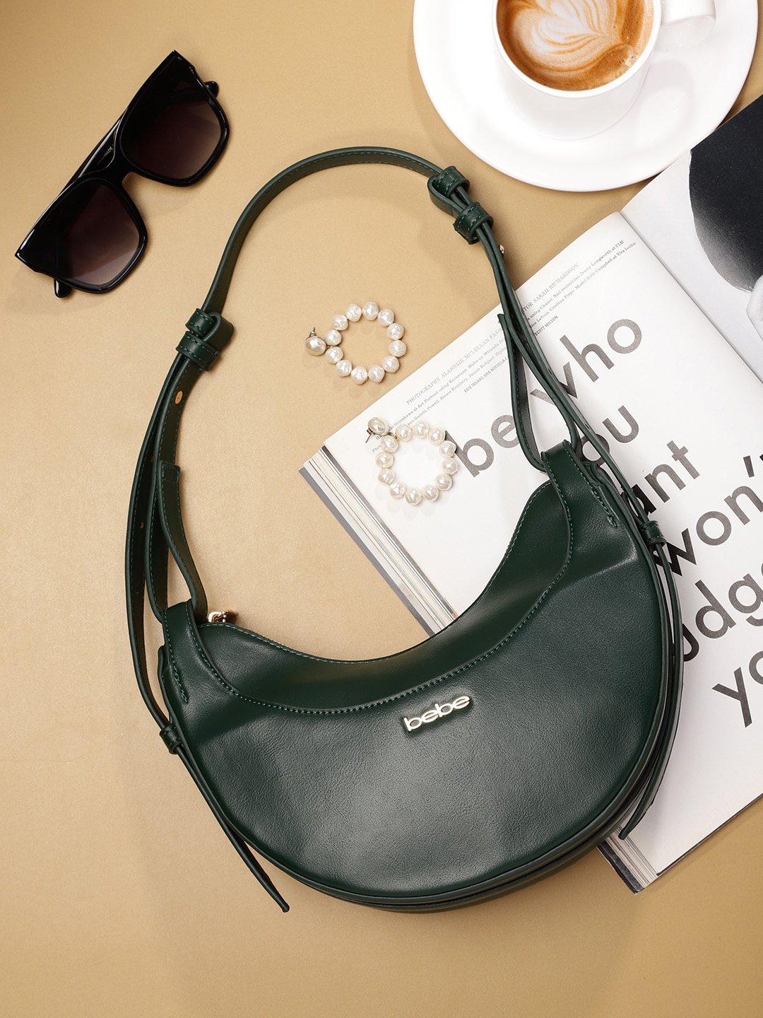 

bebe Green Structured Shoulder Bag
