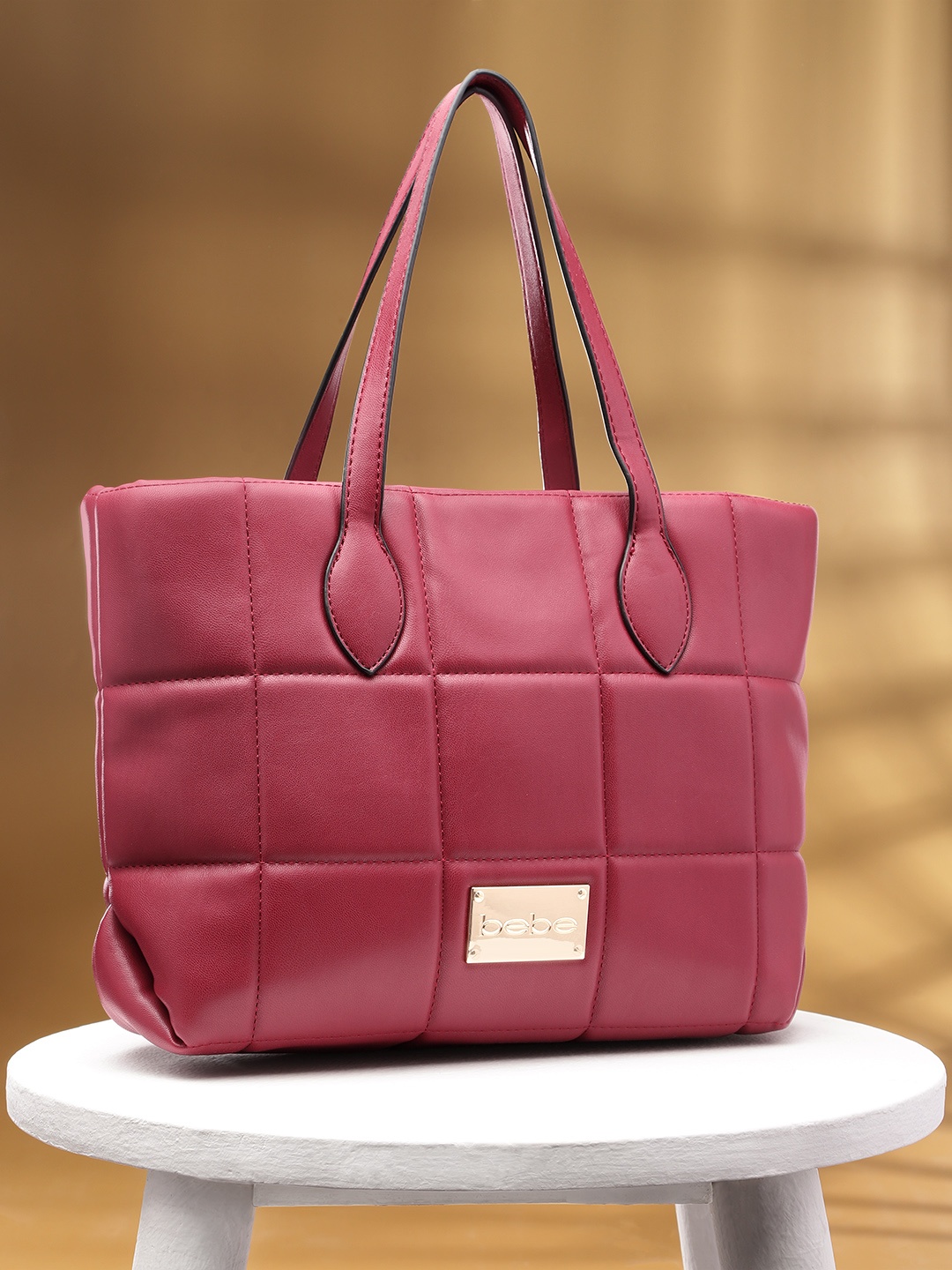

bebe Women Maroon Solid Structured Handheld Bag