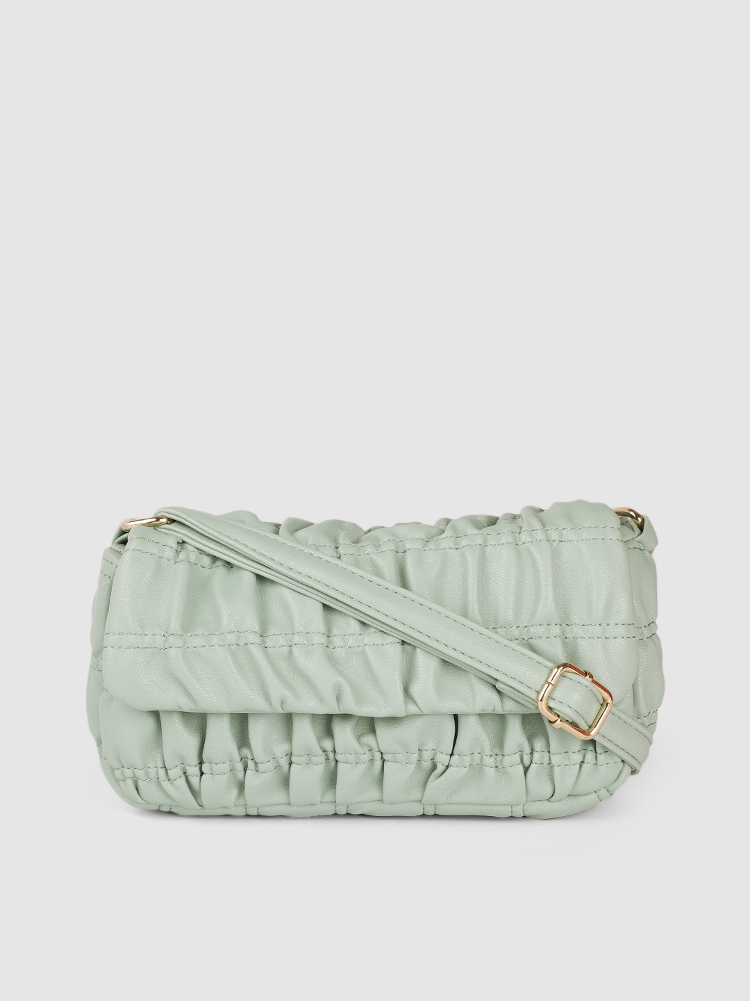 

bebe Women Green Solid Structured Sling Bag