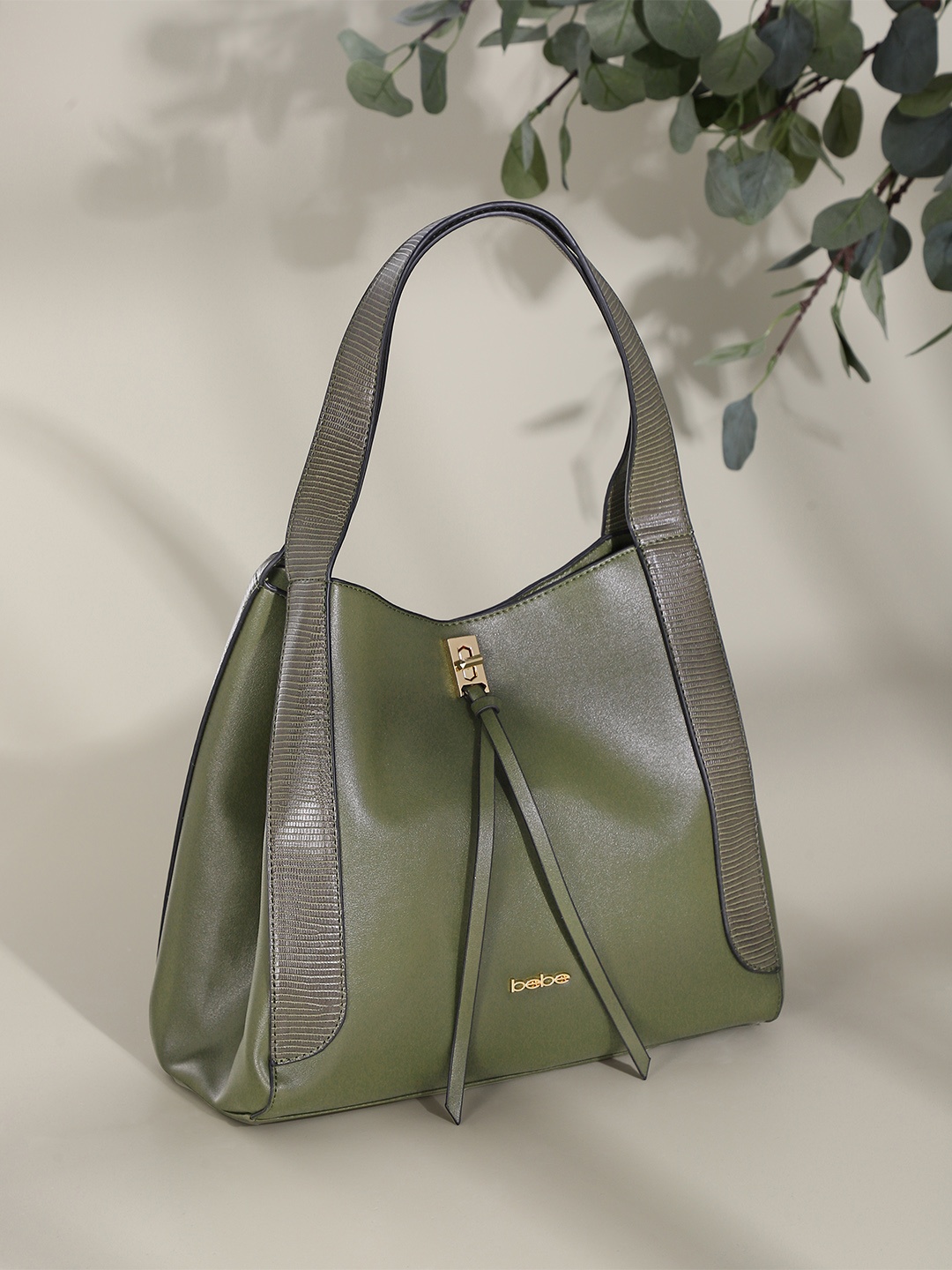 

bebe Olive Green Structured Hobo Bag