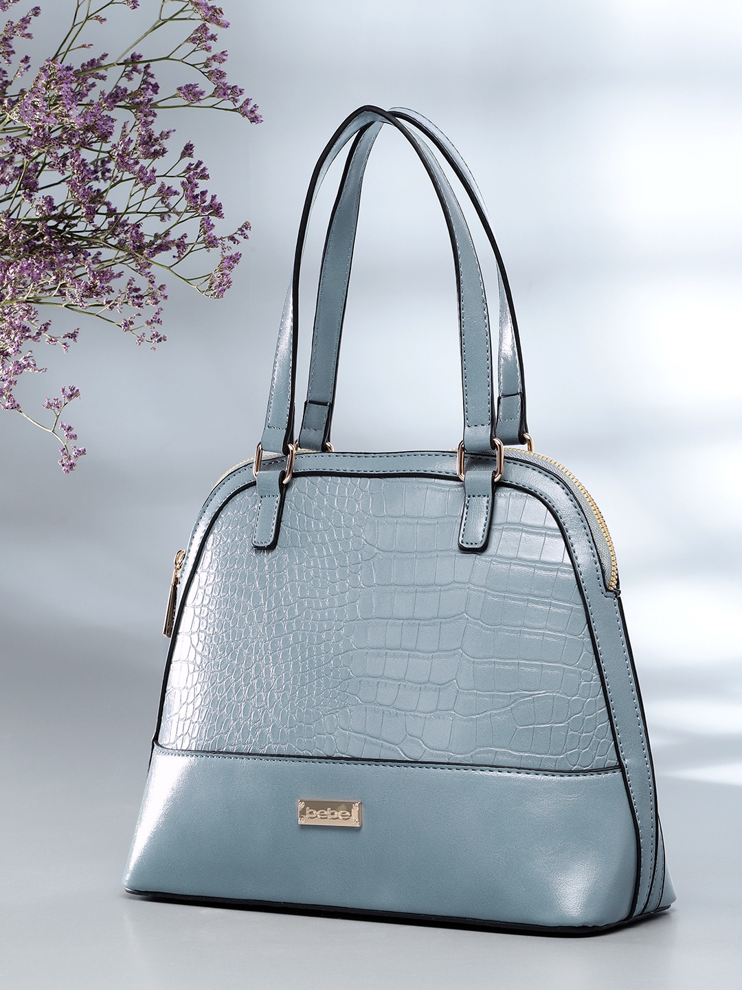 

bebe Women Blue Textured Structured Handheld Bag