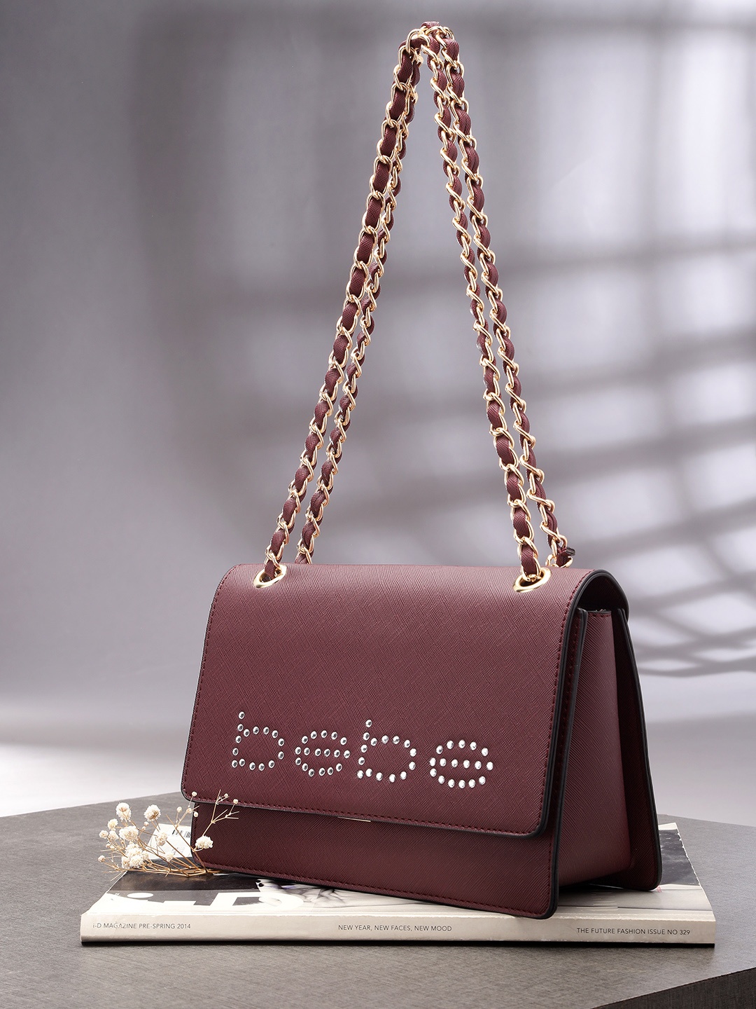 

bebe Women Burgundy Embellished Structured Sling Bag