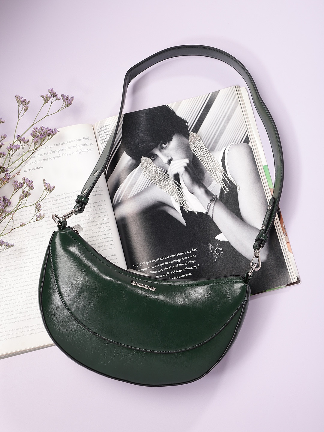 

bebe Women Green Solid Structured Sling Bag