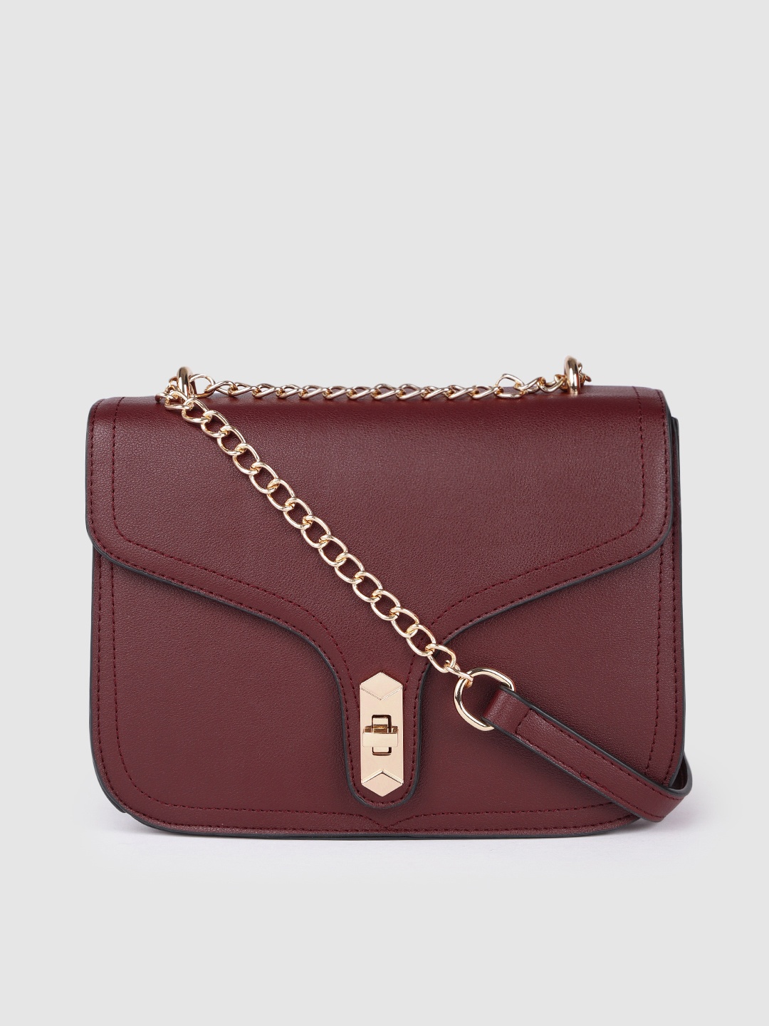 

bebe Burgundy Solid Regular Structured Sling Bag