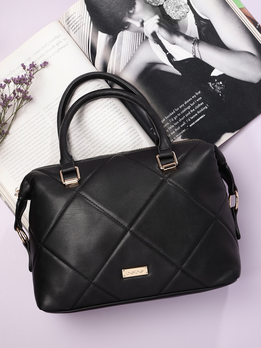 

bebe Women Black Structured Handheld Bag
