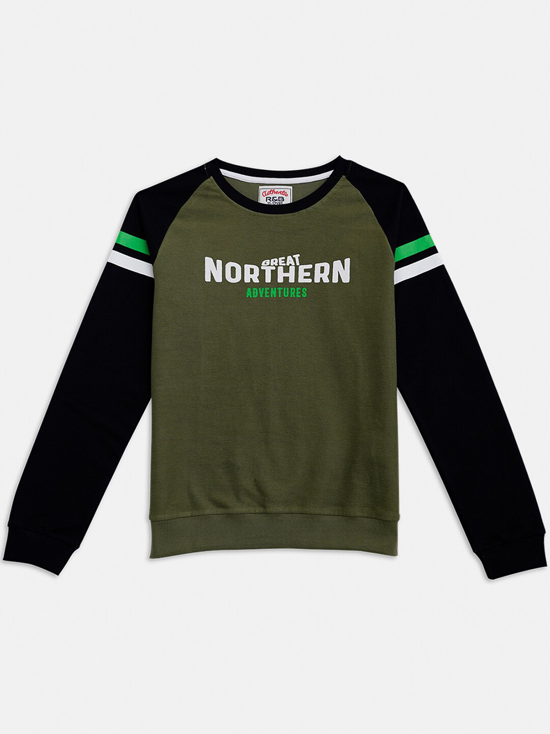 

R&B Boys Green Printed Sweatshirt