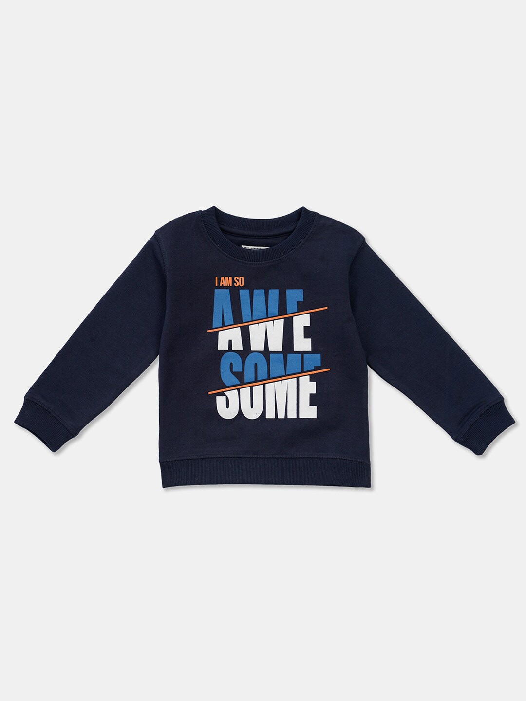 

R&B Boys Navy Blue Printed Sweatshirt