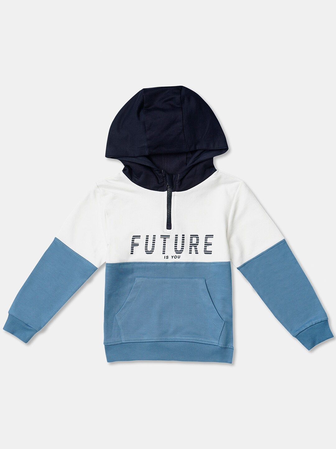 

R&B Boys White Colourblocked Hooded Sweatshirt