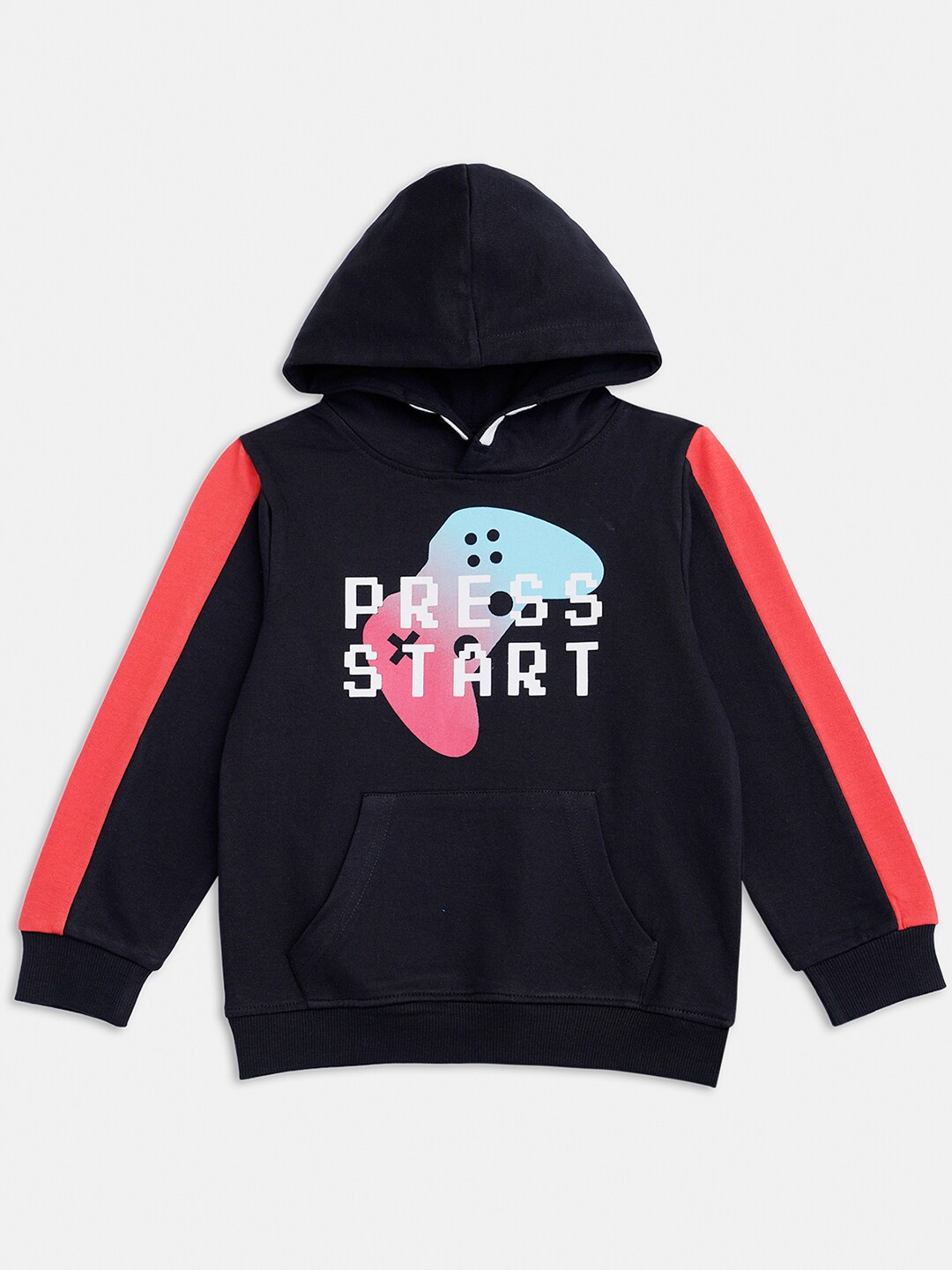 

R&B Boys Black Colourblocked Hooded Sweatshirt