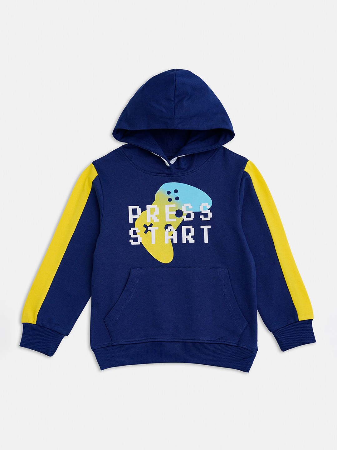 

R&B Boys Navy Blue Printed Hooded Sweatshirt