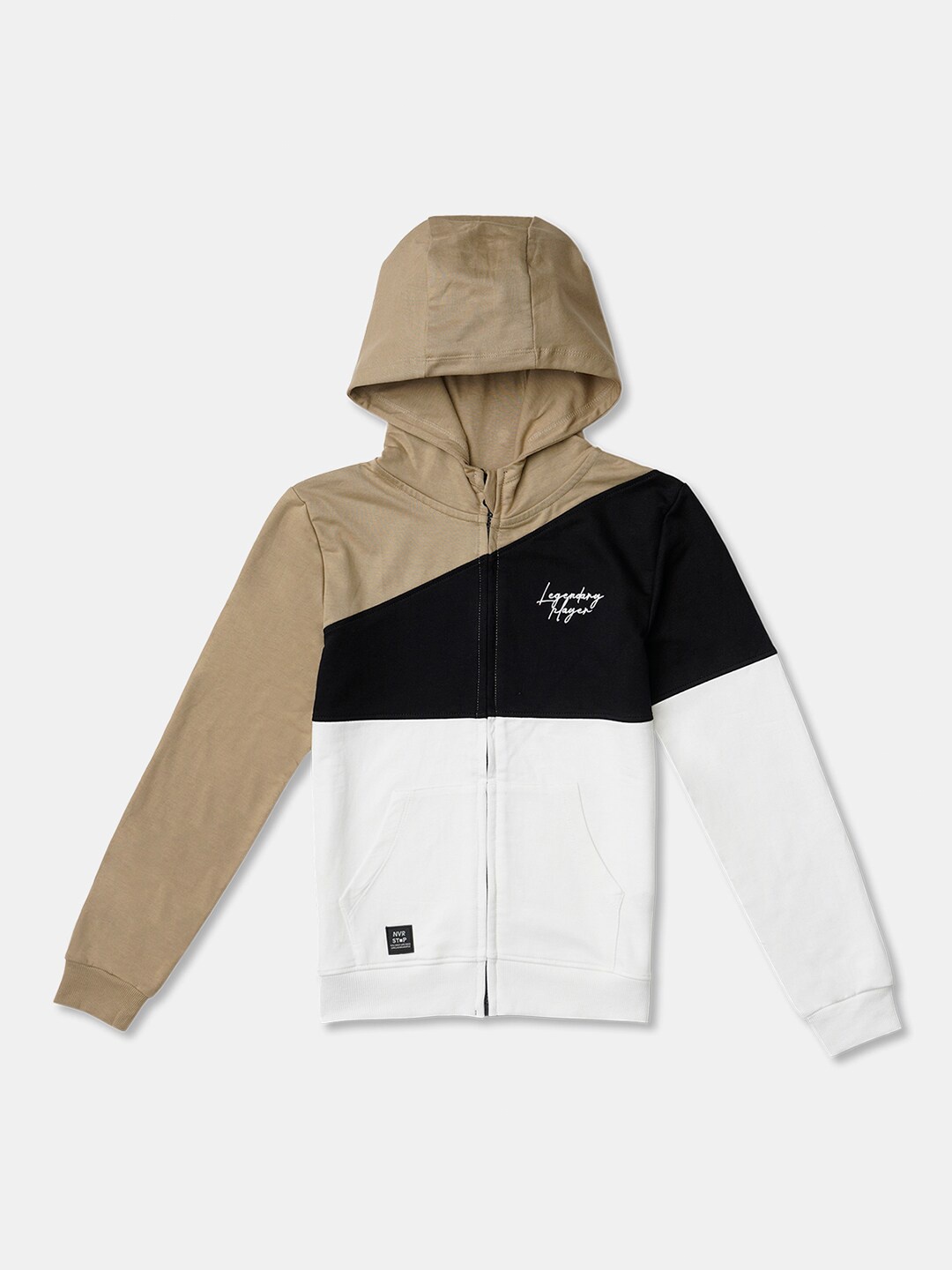

R&B Boys White Colourblocked Hooded Sweatshirt