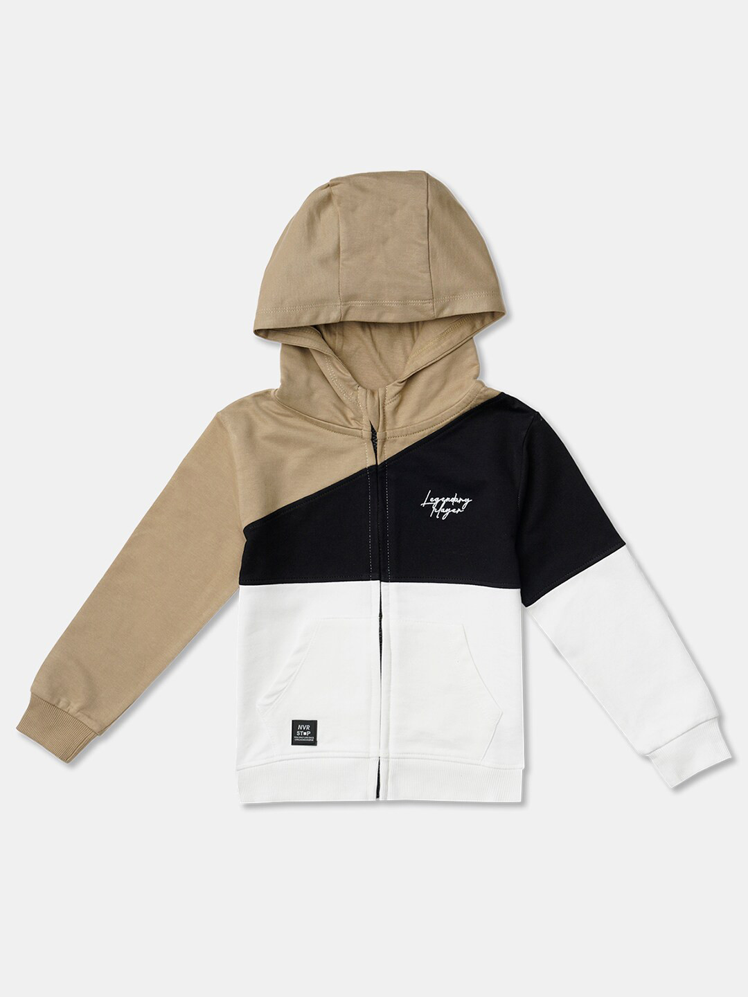 

R&B Boys White Colourblocked Hooded Sweatshirt