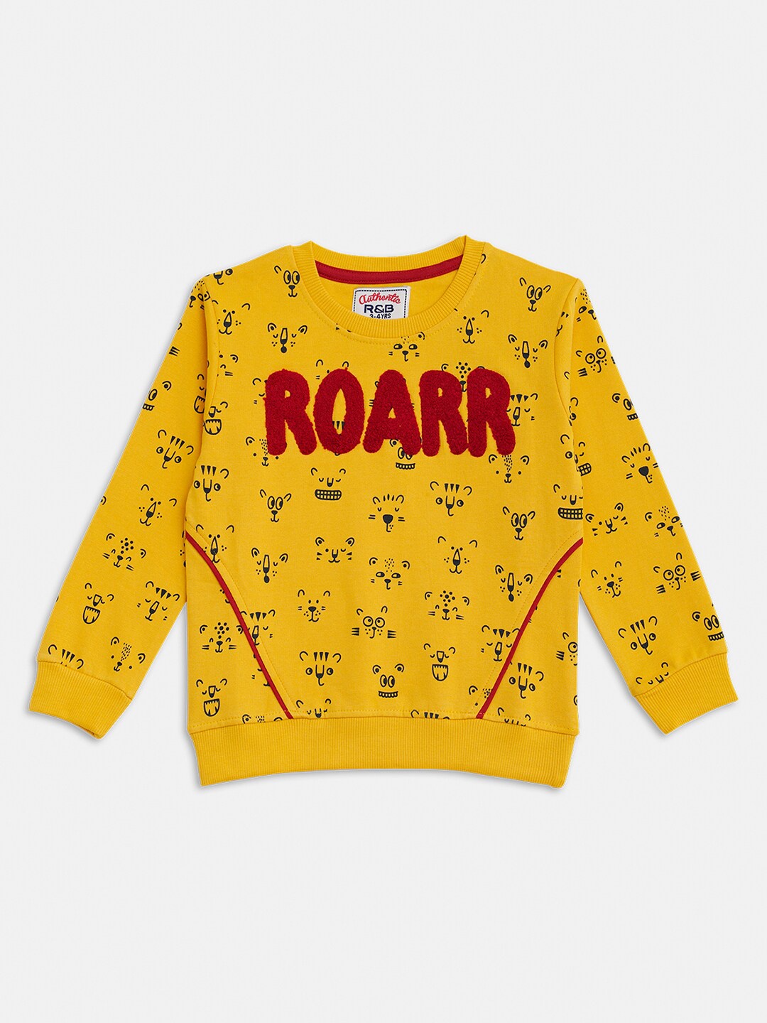 

R&B Boys Yellow Printed Sweatshirt