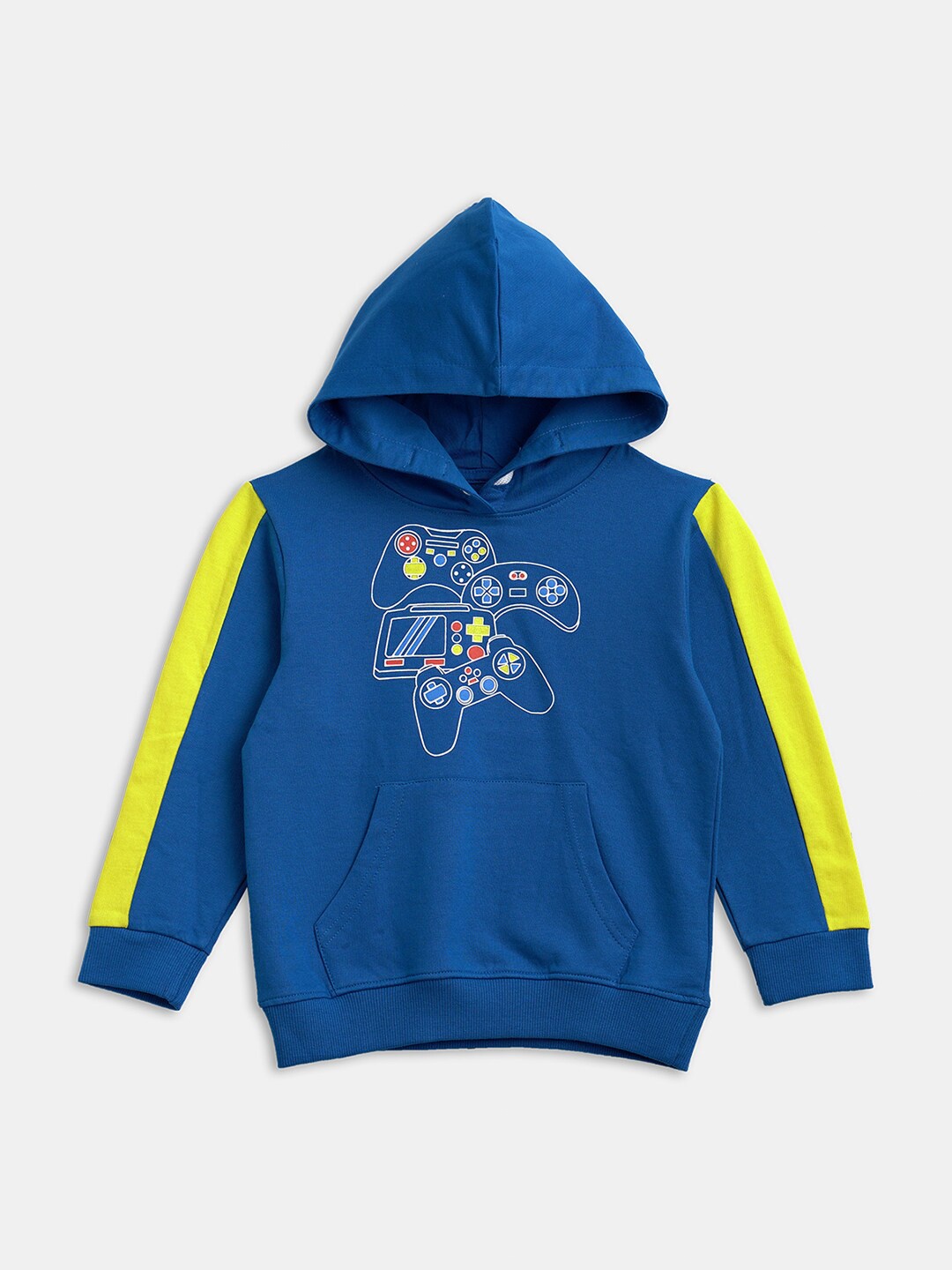 

R&B Boys Navy Blue Printed Hooded Sweatshirt