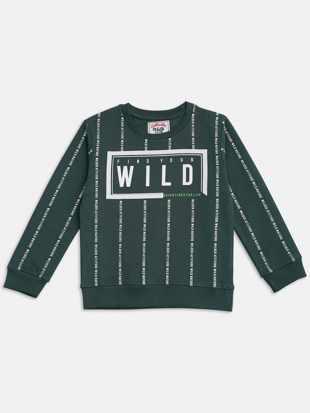

R&B Boys Green Printed Sweatshirt