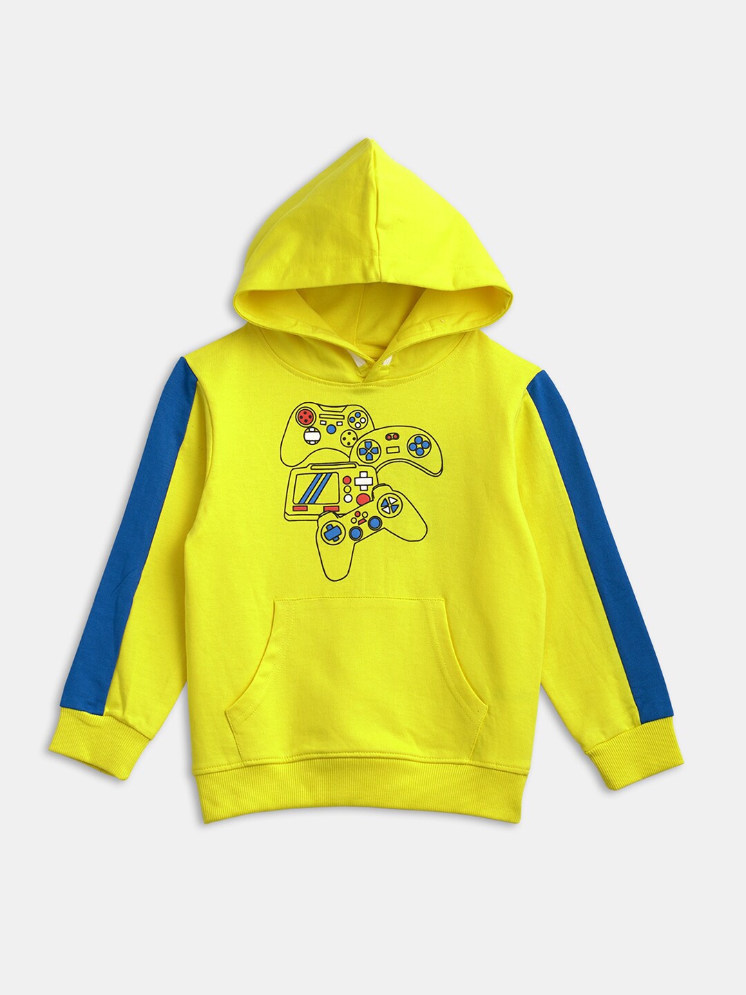 

R&B Boys Yellow Printed Hooded Sweatshirt