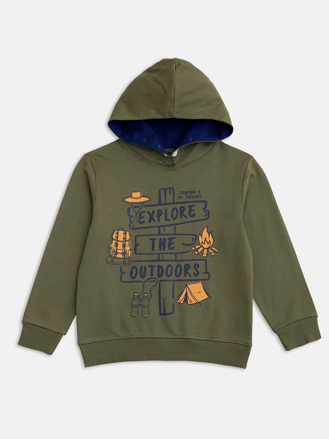 

R&B Boys Green Printed Hooded Sweatshirt
