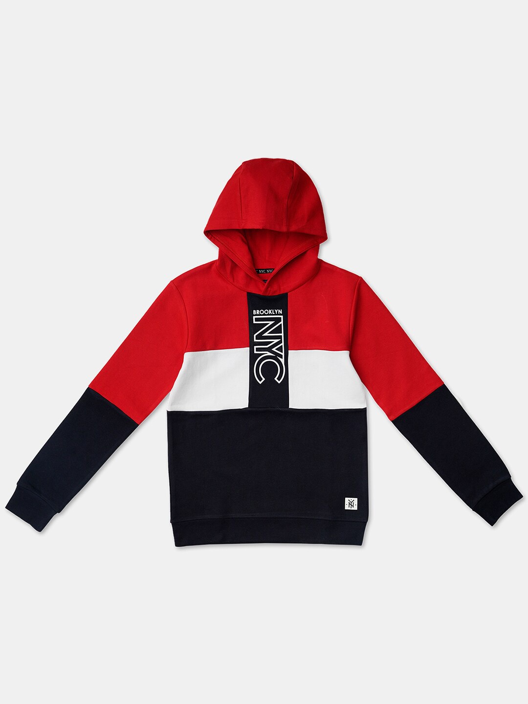 

R&B Boys Red Colourblocked Hooded Sweatshirt