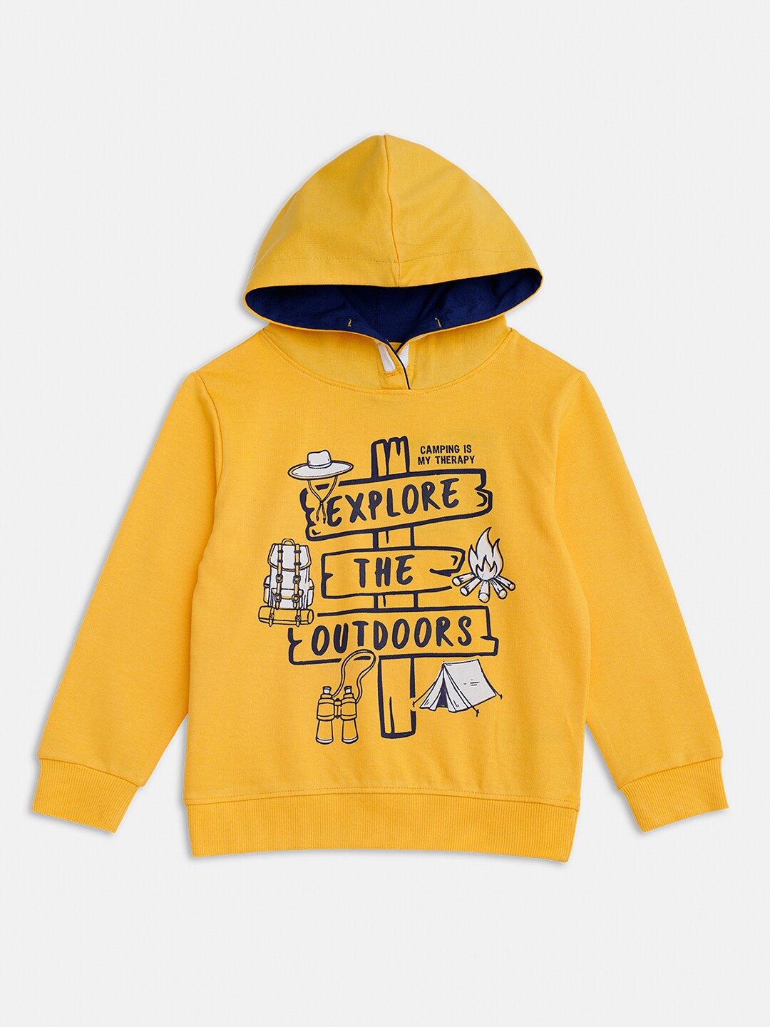 

R&B Boys Yellow Printed Hooded Sweatshirt