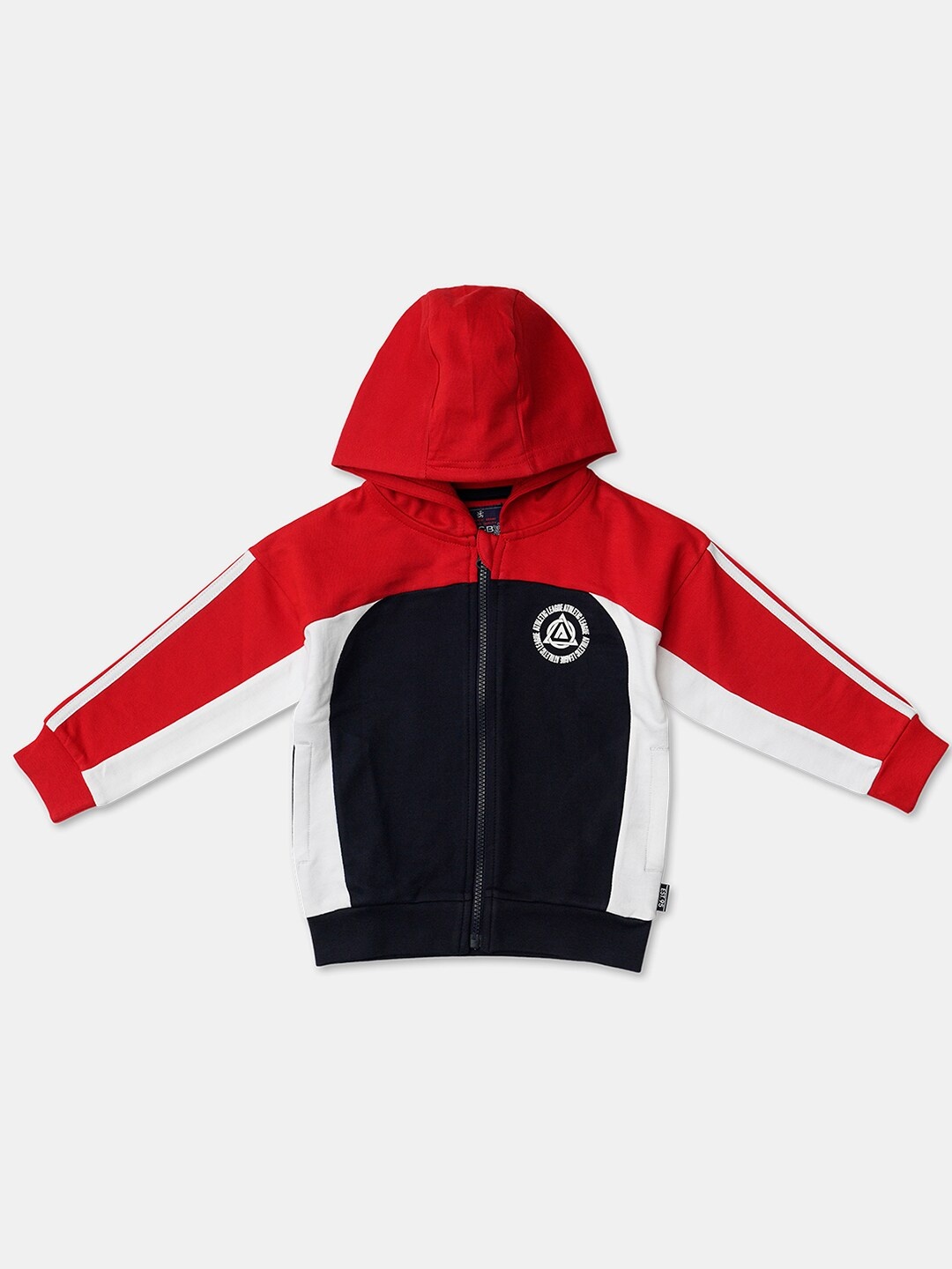 

R&B Boys Red Colourblocked Hooded Sweatshirt