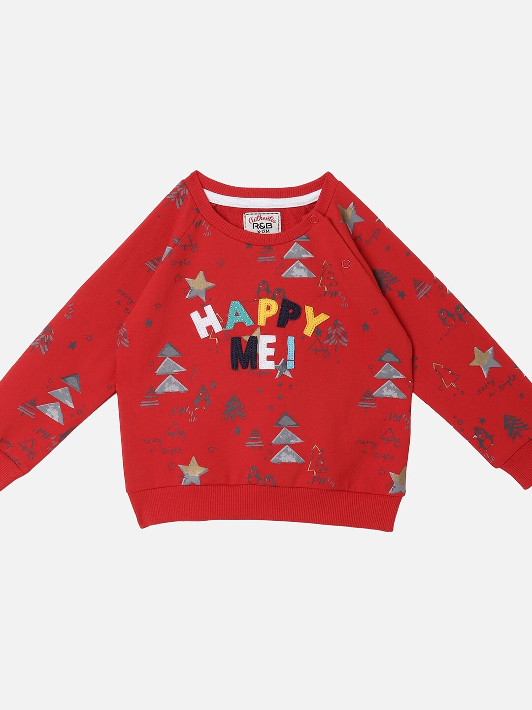 

R&B Boys Red Printed Sweatshirt