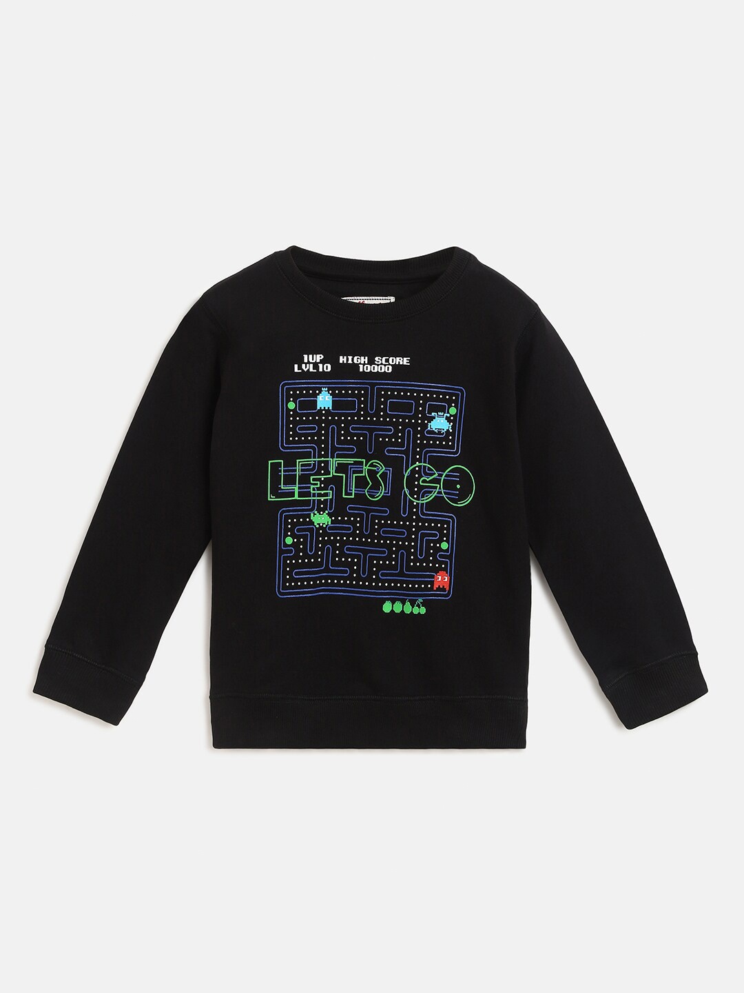 

R&B Boys Black Printed Sweatshirt
