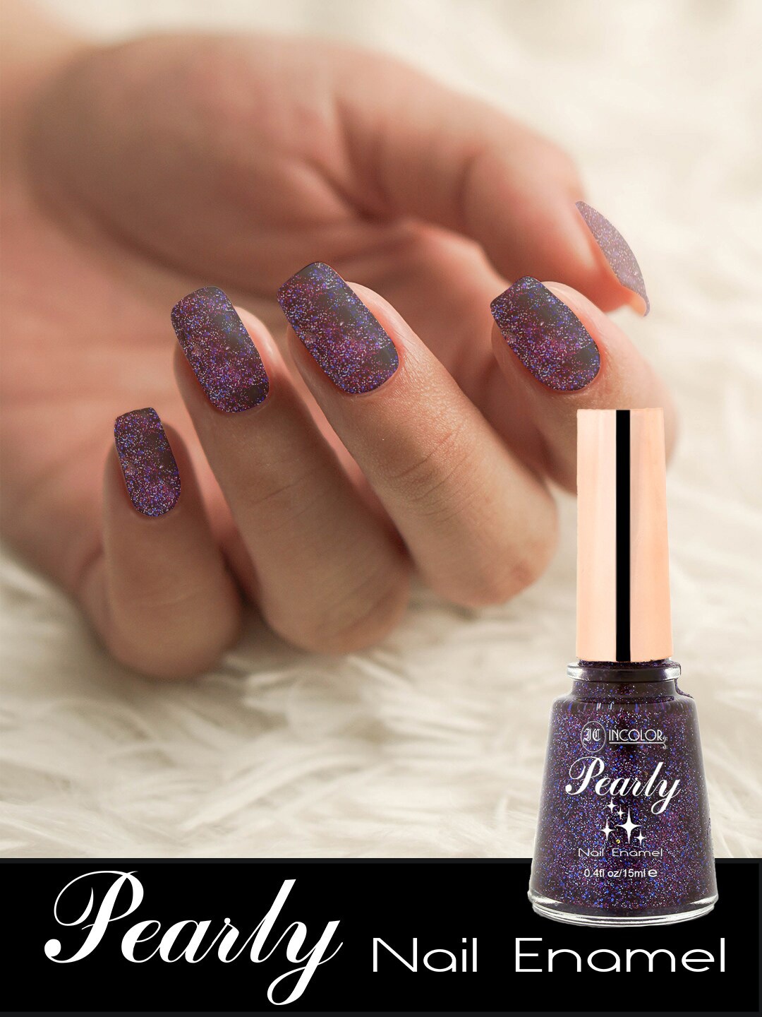 

INCOLOR Pearly Bold Professional Shimmer Nail Enamel 15ml - 05, Purple