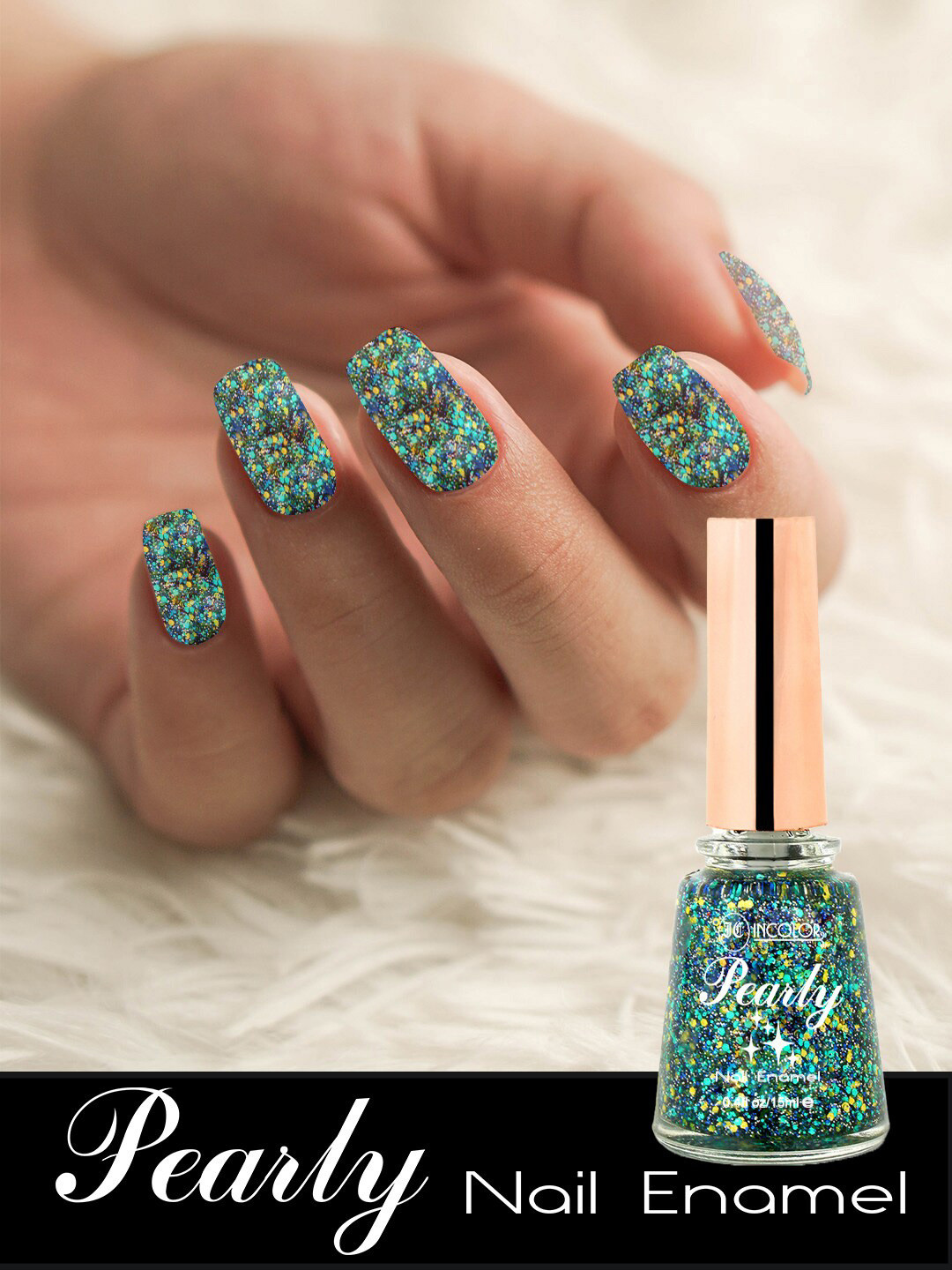

INCOLOR Pearly Bold Professional Shimmer Nail Polish 15ml, Blue