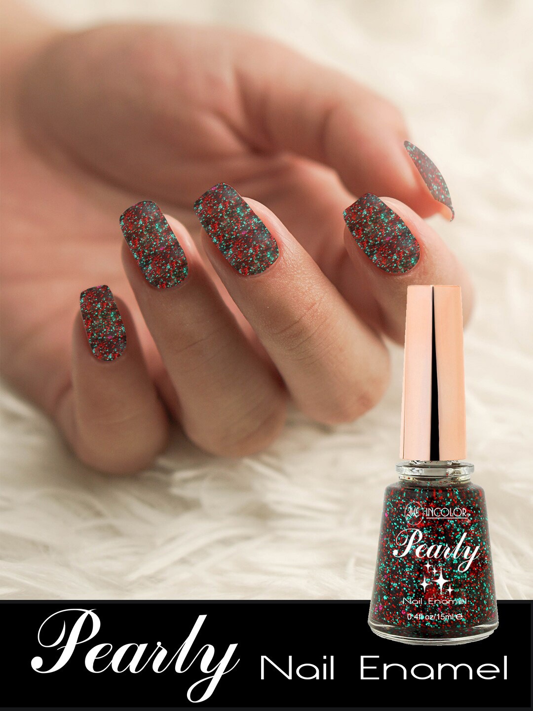 

INCOLOR Pearly Bold Professional Shimmer Nail Enamel 15ml - 07, Black