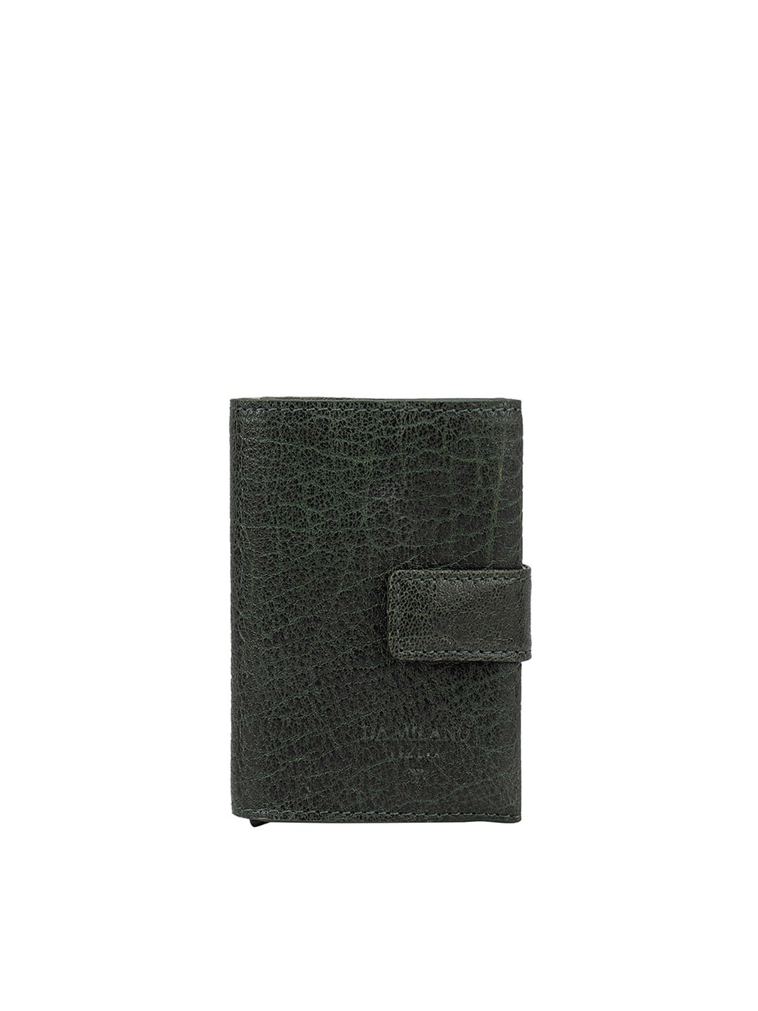 

Da Milano Men Green & White Textured Leather Card Holder