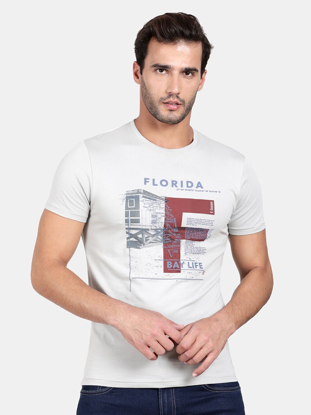 

t-base Men Grey Printed T-shirt
