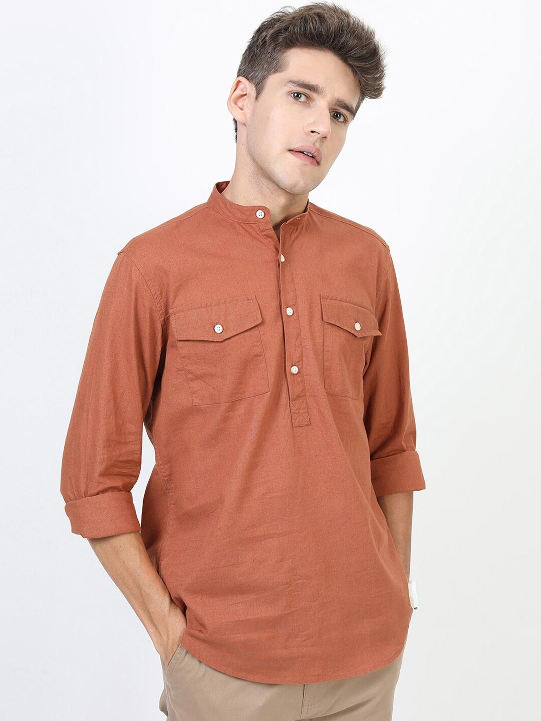 

HIGHLANDER Men Brown Slim Fit Casual Shirt